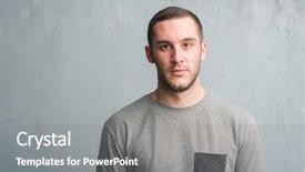  Presentation with young grey maine coon cat - Theme consisting of clue - young caucasian man over grey background and a gray colored foreground