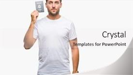  Presentation with china and united states - Beautiful presentation featuring clue - young handsome man holding passport backdrop and a white colored foreground