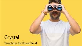  Presentation with smart - Amazing PPT theme having clue - young handsome man looking backdrop and a yellow colored foreground