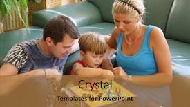  Presentation with board game - Theme having clue board game - playing family background and a coral colored foreground