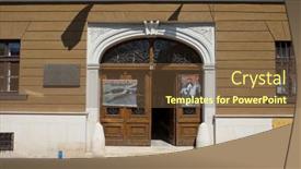  Presentation with posters - Presentation theme with cluj-napoca-romania-august-09 background and a tawny brown colored foreground