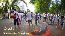  Presentation with festival music - Audience pleasing slides consisting of cluj-napoca-romania-august-4 backdrop and a violet colored foreground