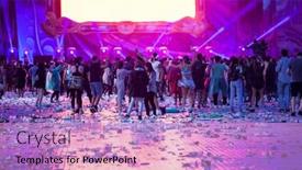  Presentation with festival food - Presentation theme enhanced with cluj-napoca-romania-august-6 background and a lilac colored foreground