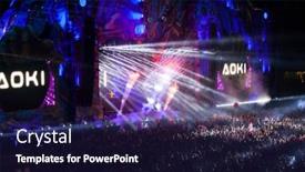  Presentation with music festival - Slide deck consisting of cluj-napoca-romania-august-6 background and a navy blue colored foreground