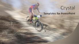  Presentation with mountain bike - Presentation theme featuring old iron bollard at a harbor with rope tied knot background and a gray colored foreground