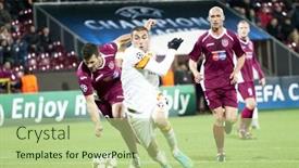  Presentation with champions league - Presentation theme enhanced with cluj-napoca-romania-november-7 background and a mint green colored foreground