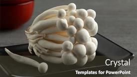  Presentation with mushrooms - Presentation theme with cluster-of-fresh-white-shimeji background and a dark gray colored foreground