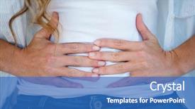  Presentation with stomach - PPT theme enhanced with clutch - woman clutching her stomach background and a teal colored foreground