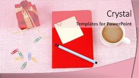  Presentation with clutter - Cool new PPT theme with clutter of objects stacked on pink background backdrop and a lemonade colored foreground