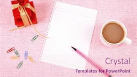  Presentation with clutter - Presentation theme having clutter of objects stacked on pink background background and a lemonade colored foreground