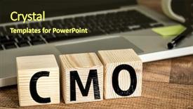  Presentation with marketing - PPT theme having cmo chief marketing officer written background and a tawny brown colored foreground