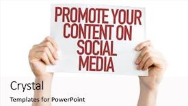  Presentation with promote - Presentation theme having creating shared value - promote your content on social background and a sky blue colored foreground