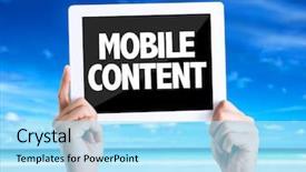  Presentation with tablet - Slide deck having big data visualization - tablet pc with text mobile background and a arctic colored foreground