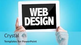  Presentation with web design - Beautiful slide deck featuring text web design with blue backdrop and a arctic colored foreground