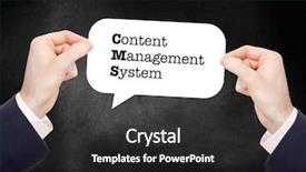  Presentation with cms - Slide set with wordpress - cms written on a speechbubble background and a dark gray colored foreground