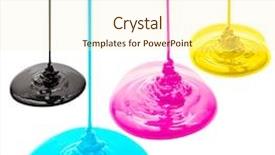  Presentation with black liquid - Colorful theme enhanced with cmyk - magenta cyan yellow and black backdrop and a cream colored foreground