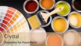  Presentation with paint - Slide set enhanced with cmyk - paint can with a paintbrush background and a coral colored foreground