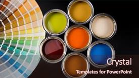  Presentation with paint - Slides featuring cmyk - paint cans color palette background and a wine colored foreground