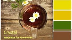  Presentation with chamomile - Slide deck featuring cmyk - top view of chamomile tea background and a coral colored foreground