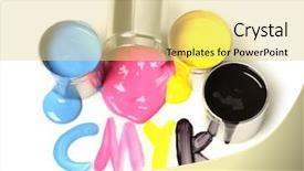  Presentation with paint - Slides with cmyk cans of paint background and a blonde colored foreground