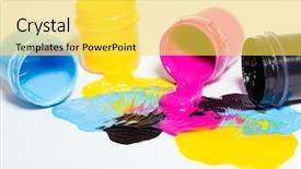  Presentation with hai color - Presentation theme with cmyk color background on white background and a yellow colored foreground