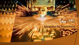  Presentation with industrial power - Colorful slide set enhanced with cnc laser cutting of metal modern industrial technology laser cutting works by directing the output of a high-power laser through optics laser optics and cnc computer numerical control backdrop and a gold colored foreground