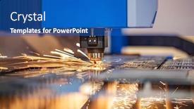  Presentation with laser cutting - Slide deck consisting of cnc-laser-cutting-of-metal background and a teal colored foreground