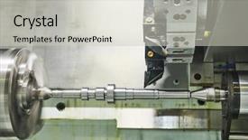  Presentation with cnc machine tool - Presentation theme with cnc lather machine cutting tool background and a light gray colored foreground