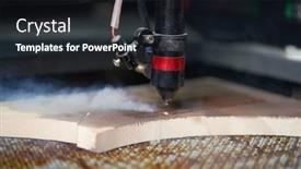  Presentation with cnc machine - PPT layouts having cnc-machine-and-wooden-board background and a wine colored foreground