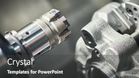  Presentation with cnc lathe machine - Slide deck with cnc-machine-at-work-cutting background and a dark gray colored foreground