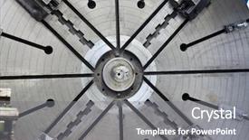  Presentation with cnc lathe machine - Cool new PPT theme with cnc machine in the metal backdrop and a gray colored foreground