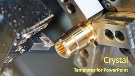  Presentation with nonconventional machining process - Slide set featuring cnc machine operation - metalworking turning process background and a  colored foreground