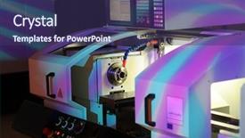  Presentation with lathe - Audience pleasing presentation theme consisting of cnc machine tool - high precision lathe with display backdrop and a violet colored foreground