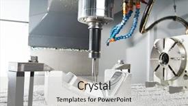  Presentation with process - Beautiful slide deck featuring cnc machine tool - industrial metal machining cutting process backdrop and a light gray colored foreground