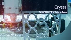  Presentation with milling machine - Presentation theme having cnc-milling-machine-cutting background and a navy blue colored foreground