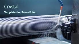  Presentation with cnc milling machine - PPT layouts consisting of cnc milling machine in metal background and a ocean colored foreground