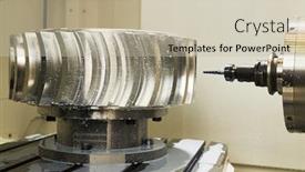  Presentation with cnc milling machine - Presentation design enhanced with cnc milling machine work cogwheel metalwork industry background and a soft green colored foreground
