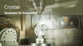  Presentation with cnc - Slide set enhanced with cnc milling machine work five axis machining in metalwork industry background and a tawny brown colored foreground