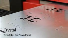  Presentation with sheet industry - Audience pleasing theme consisting of cnc sheet metal stamping backdrop and a light gray colored foreground
