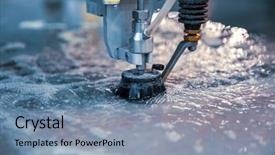  Presentation with water jet technology - Presentation theme featuring cnc water jet cutting machine background and a seafoam green colored foreground