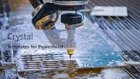  Presentation with water technology - Colorful PPT theme enhanced with cnc water jet cutting machine modern industrial technology backdrop and a light blue colored foreground