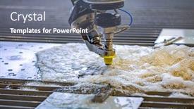  Presentation with water technology - Beautiful slide deck featuring cnc water jet cutting machine modern industrial technology backdrop and a gray colored foreground