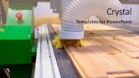  Presentation with wood industry - Colorful slide set enhanced with cnc woodworking wood processing machine backdrop and a soft green colored foreground