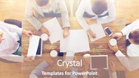  Presentation with team work - PPT layouts featuring co - business people and team work background and a coral colored foreground