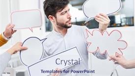  Presentation with front office - Theme consisting of co-communication-concept-with-hands background and a sky blue colored foreground