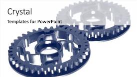  Presentation with working together - Presentation theme having co operation - cogs working together blue duotone background and a white colored foreground