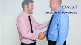  Presentation with shaking hands - Amazing slide set having co operation - photo of two businessmen shaking backdrop and a sky blue colored foreground