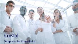  Presentation with laboratory bacteri - PPT theme featuring co teaching - closeup of a doctor-pharmacists background and a light blue colored foreground