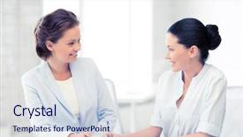  Presentation with discussion - Cool new slides with co teaching - picture of two businesswomen having backdrop and a sky blue colored foreground