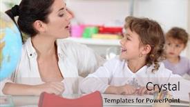  Presentation with pupil - Presentation theme having co teaching - teacher and pupil background and a mint green colored foreground